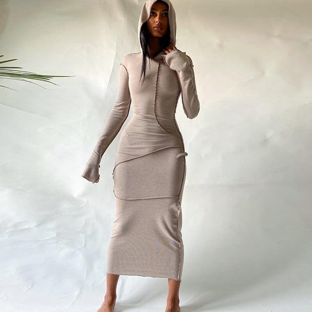 plus size hooded bodycon dress Long Sleeve Maxi by MomyMall Burgundy Slim Fit Men STYLISH DESIGN Style:Robe COLOR:GREEN