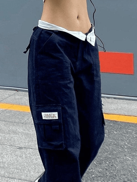Fold Over Waist Y2K Straight Leg Pants by MomyMall