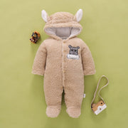 Winter Baby Overalls Fleece Thick Wool Rompers Jumpsuit Infant Clothes - MomyMall Brown / 0-3M