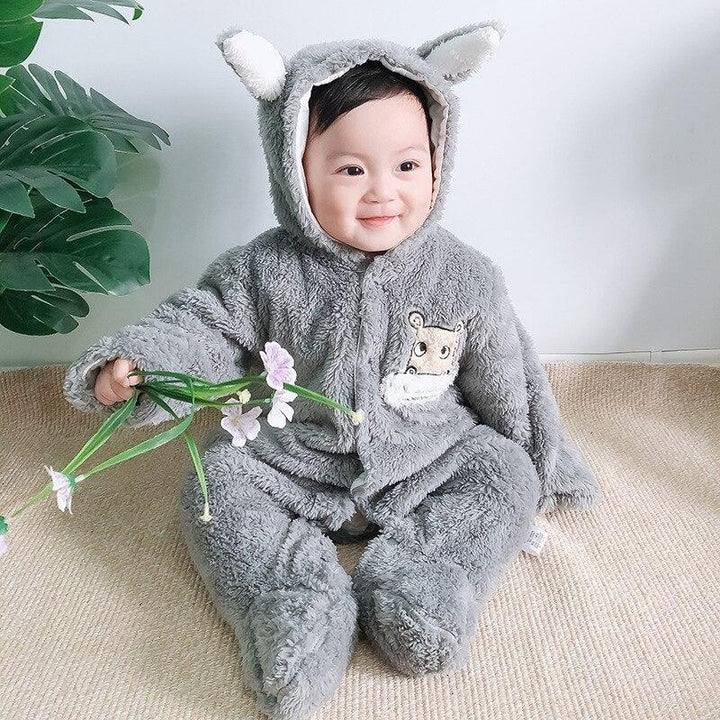 Winter Baby Overalls Fleece Thick Wool Rompers Jumpsuit Infant Clothes - MomyMall
