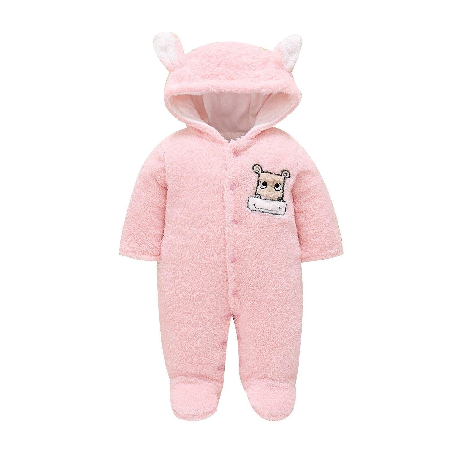 Winter Baby Overalls Fleece Thick Wool Rompers Jumpsuit Infant Clothes - MomyMall