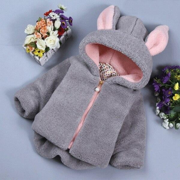 Toddler Girls Coat Winter Fashion Rabbit Thick Outwear 0-4 Years - MomyMall Gray / 12-18 Months