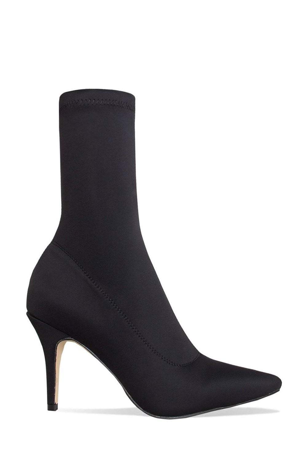 Black Pointed Sock Stiletto Heeled Boots - MomyMall