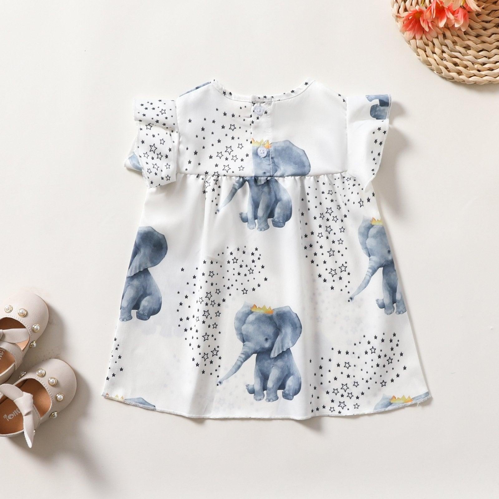 Sweet Elephant Printed Baby Dress - MomyMall