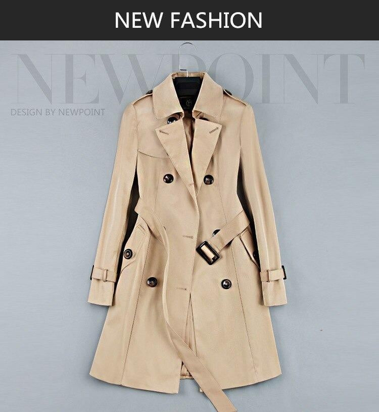 Double Breasted Mid-Thigh Trench Coat