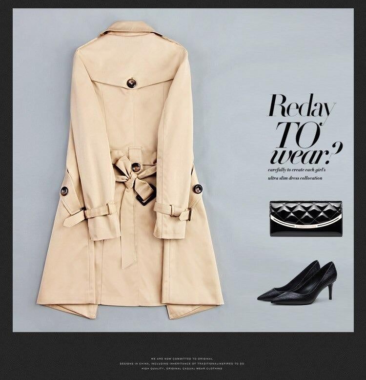 Double Breasted Mid-Thigh Trench Coat