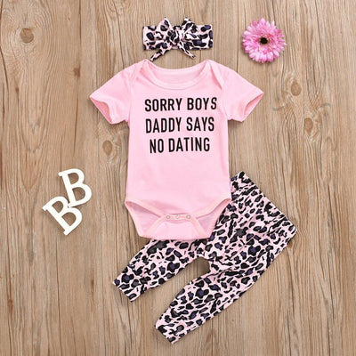 3PCS Short Sleeve Leopard Pinted Baby Set - MomyMall