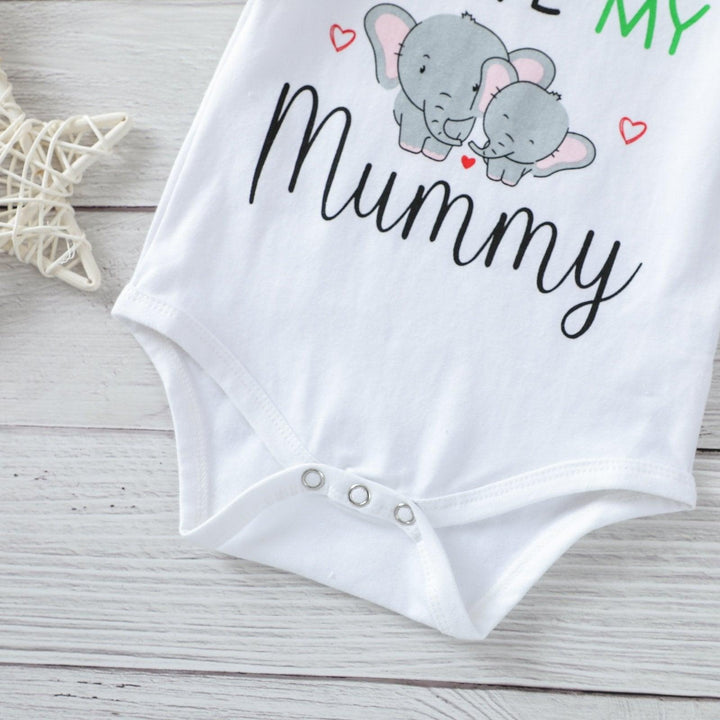 I Love My Mummy Elephant Printed Baby Romper - MomyMall