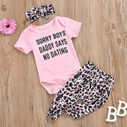 3PCS Short Sleeve Leopard Pinted Baby Set - MomyMall