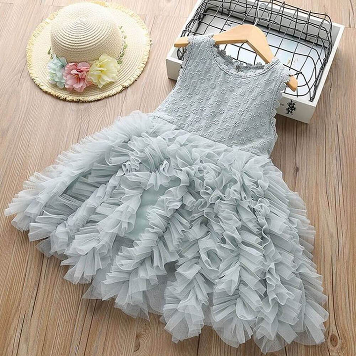 Girl Party Lace Tutu Wedding Dress - MomyMall Grey / 24M