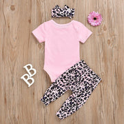 3PCS Short Sleeve Leopard Pinted Baby Set - MomyMall