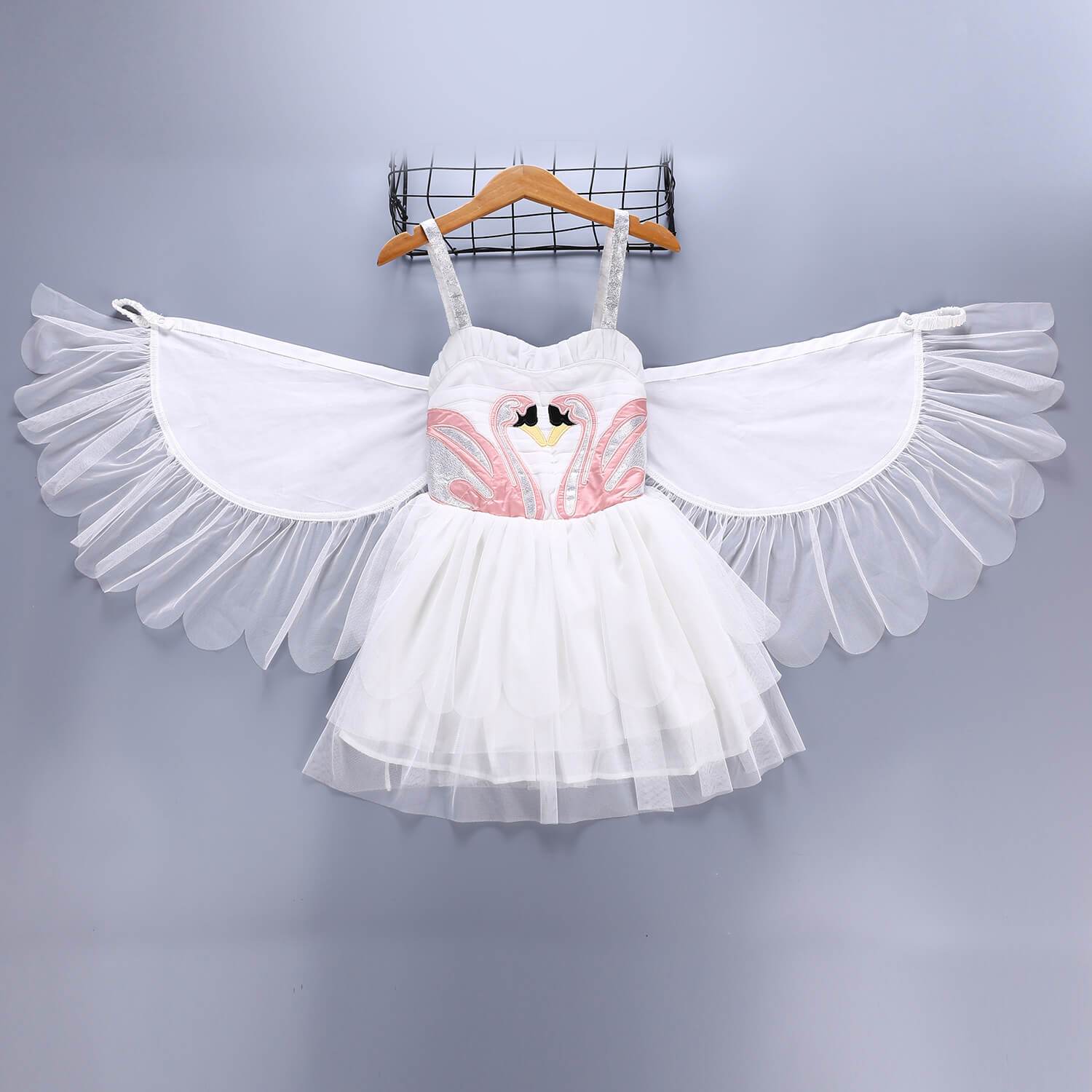 Girls Cute Swan Party Dress With Wings - MomyMall