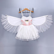 Girls Cute Swan Party Dress With Wings - MomyMall