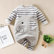 Lovely Cartoon Elephant Printed Baby Jumpsuit