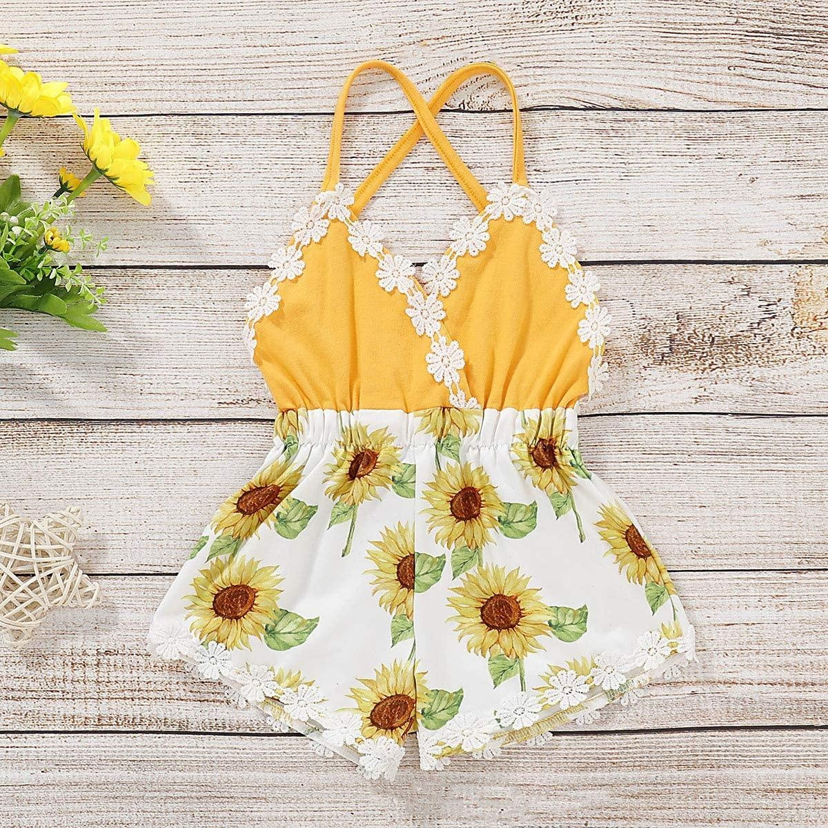 Sunflower Allover Printed Baby Jumpsuits - MomyMall Yellow / 3-6 Months