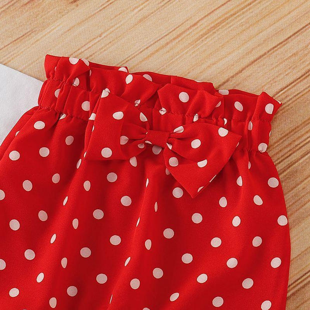 3PCS Newborn Baby Girl Heart-shaped Printed Long Sleeve Romper With Red Polka Dot Pants Set - MomyMall