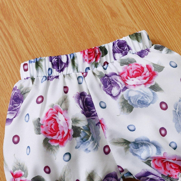 3PCS Lovely Solid Floral Printed Baby Set