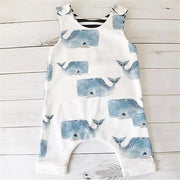 Newborn Baby Girls Boys Whale Print Romper - MomyMall White / 12-18 Months