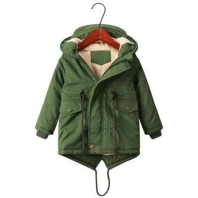 Kid Boys Plus Velvet Warm Dovetail Cotton Coat - MomyMall Green / 2-3 Years