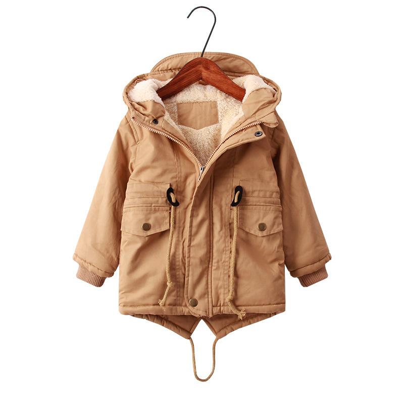 Kid Boys Plus Velvet Warm Dovetail Cotton Coat - MomyMall Beige / 2-3 Years