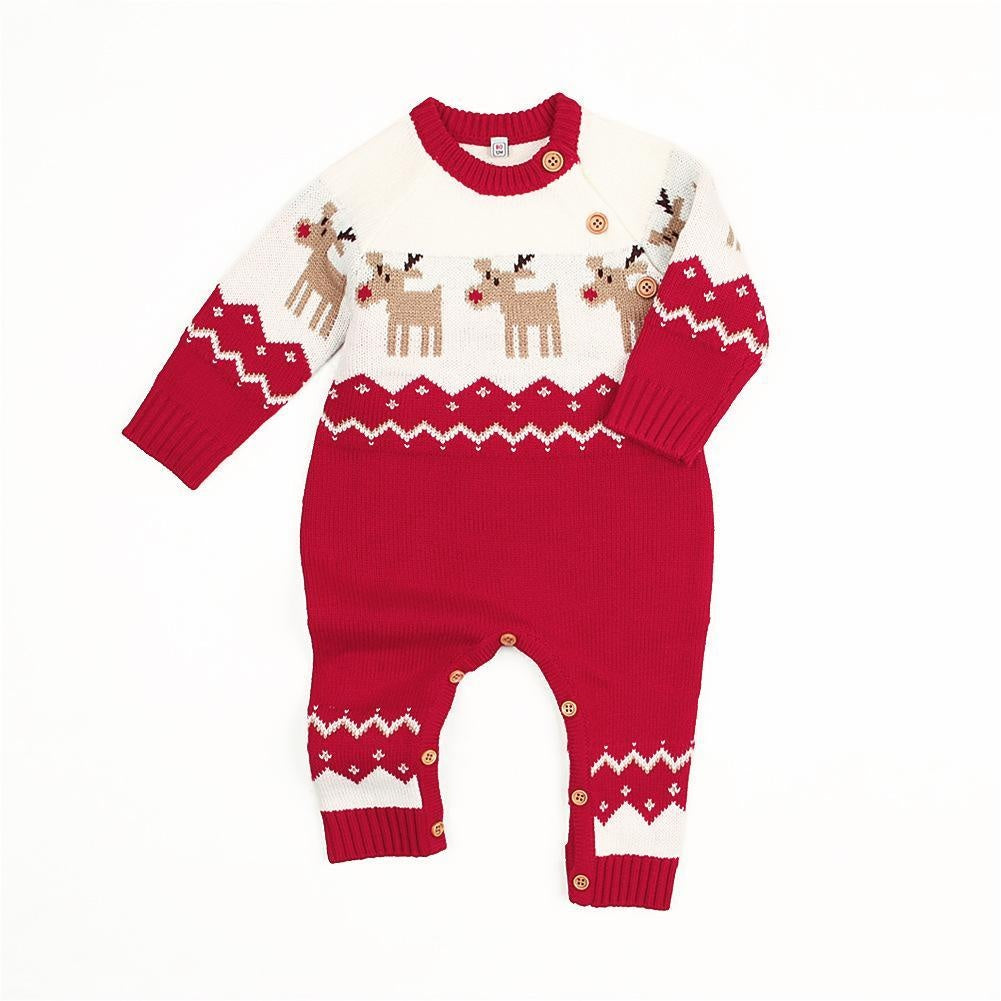 Ins Baby Hot Elk Bodysuit Christmas Autumn Sweater Jumpsuits - MomyMall