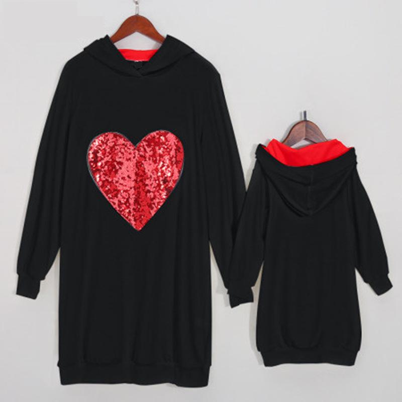 Family Matching Heart-shaped Hooded Parent-child Shirts - MomyMall