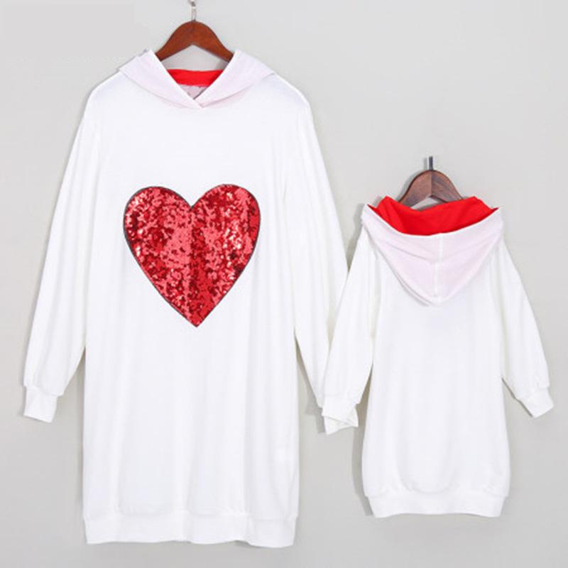 Family Matching Heart-shaped Hooded Parent-child Shirts - MomyMall