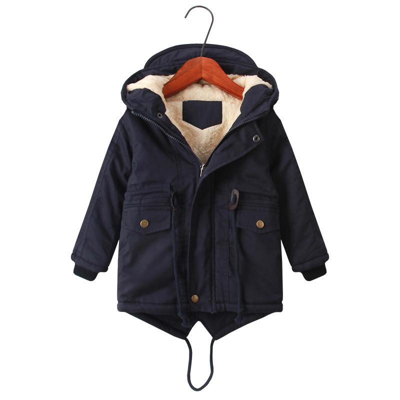 Kid Boys Plus Velvet Warm Dovetail Cotton Coat - MomyMall Blue / 2-3 Years