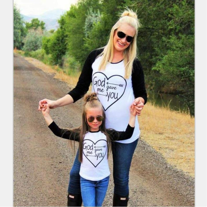 Family Matching Heart-shaped Print Long-sleeved Parent-child Blouse