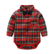 Baby Boy Set suits Red Plaid Long-sleeved Christmas 2 Pcs - MomyMall