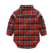 Baby Boy Set suits Red Plaid Long-sleeved Christmas 2 Pcs - MomyMall