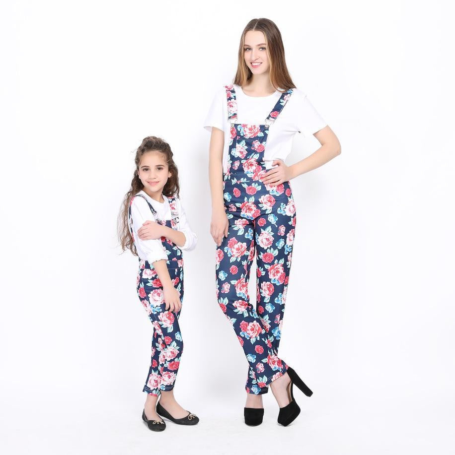 Pantalon Salopette Imprimé Famille Printemps Parent-Enfant Une Pièce 