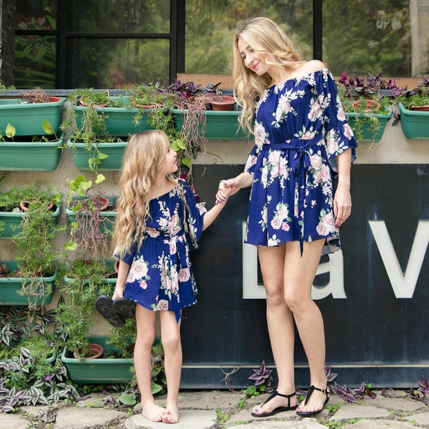 Family Matching Explosions Mother-daughter Parent-child Dress - MomyMall blue / S