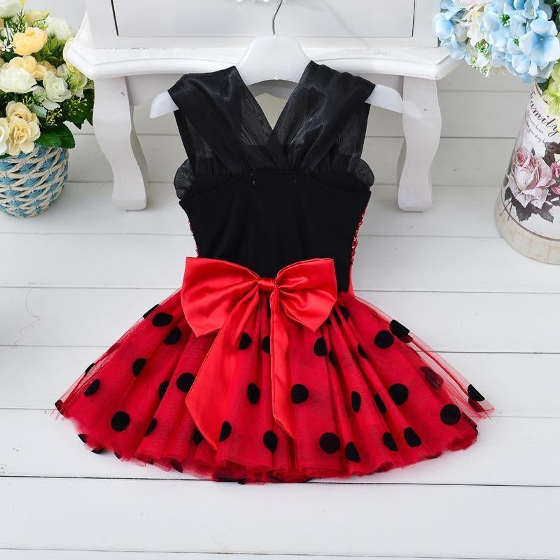 Kids Girls Red Dot Birthday Party Christmas Dress