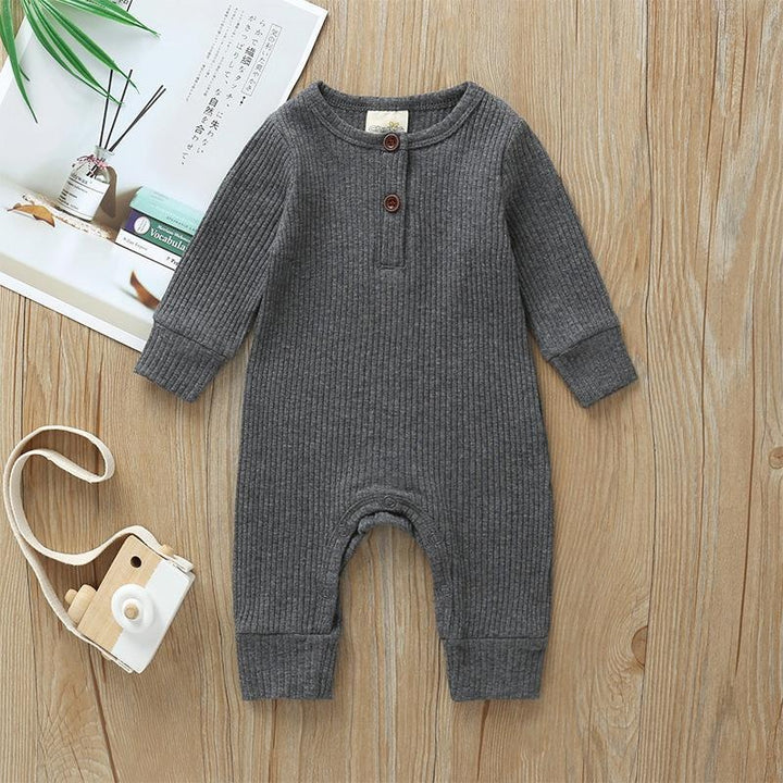 Lovely Solid Color Baby Jumpsuit - MomyMall Grey / 0-3 Months
