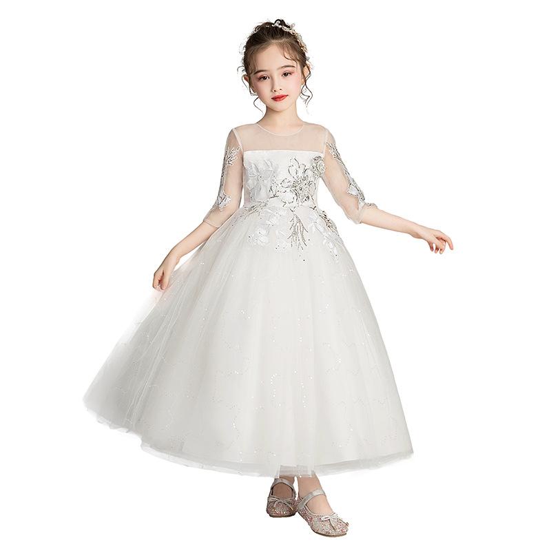 Sequins Flower Girls Floral Host Celebration Party Princess Dresses - MomyMall