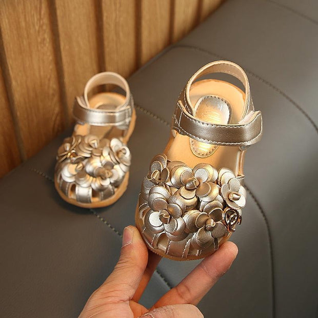 Baby Girl Flower Sandal Baby Princess Walking Shoes - MomyMall Gold / US5.5/EU21/UK4.5Toddle