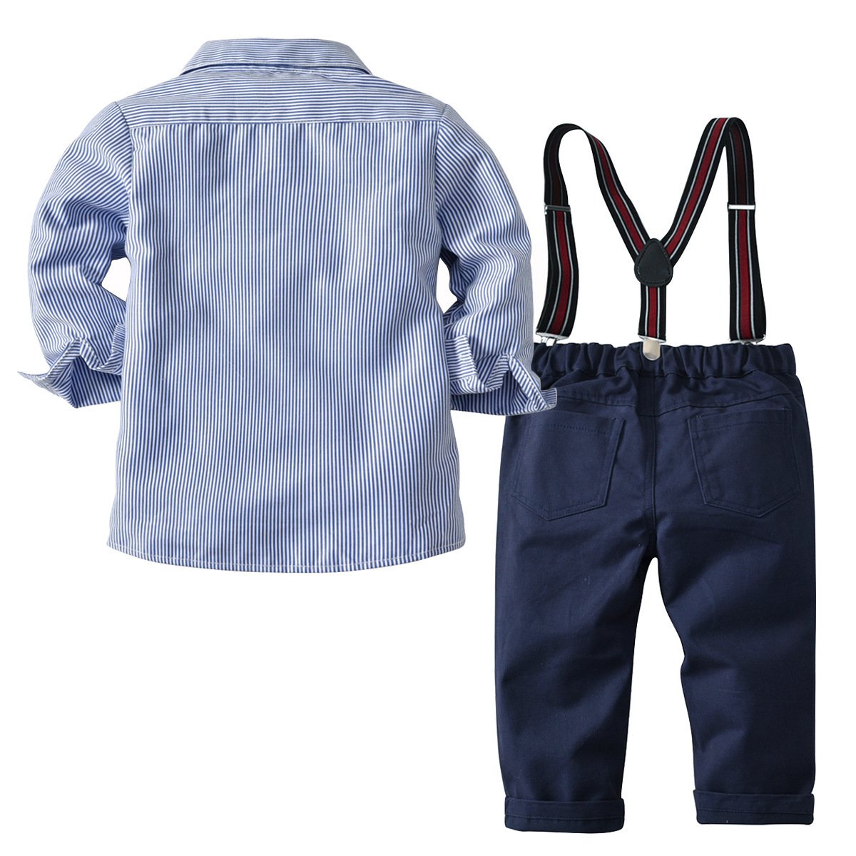 Striped Long-sleeved Lined Babe Boy Set Formal 2 Pcs Suits