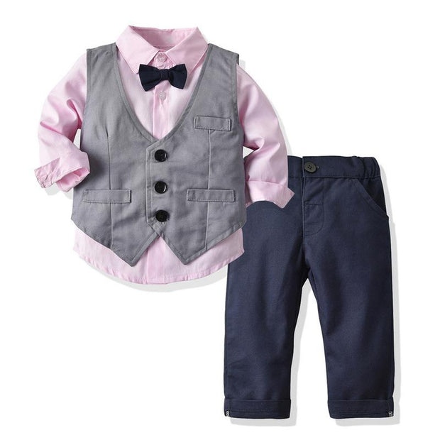 Pink Long-sleeved Baby Boy 3 Pcs Set suits - MomyMall Pink / 3-6 Months