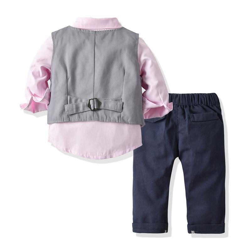 Pink Long-sleeved Baby Boy 3 Pcs Set suits - MomyMall