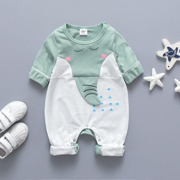 New Baby Cartoon Elephant Casual 3D Cotton Jumpsuit Romper High Quality - MomyMall Green / 66cm:0-3months