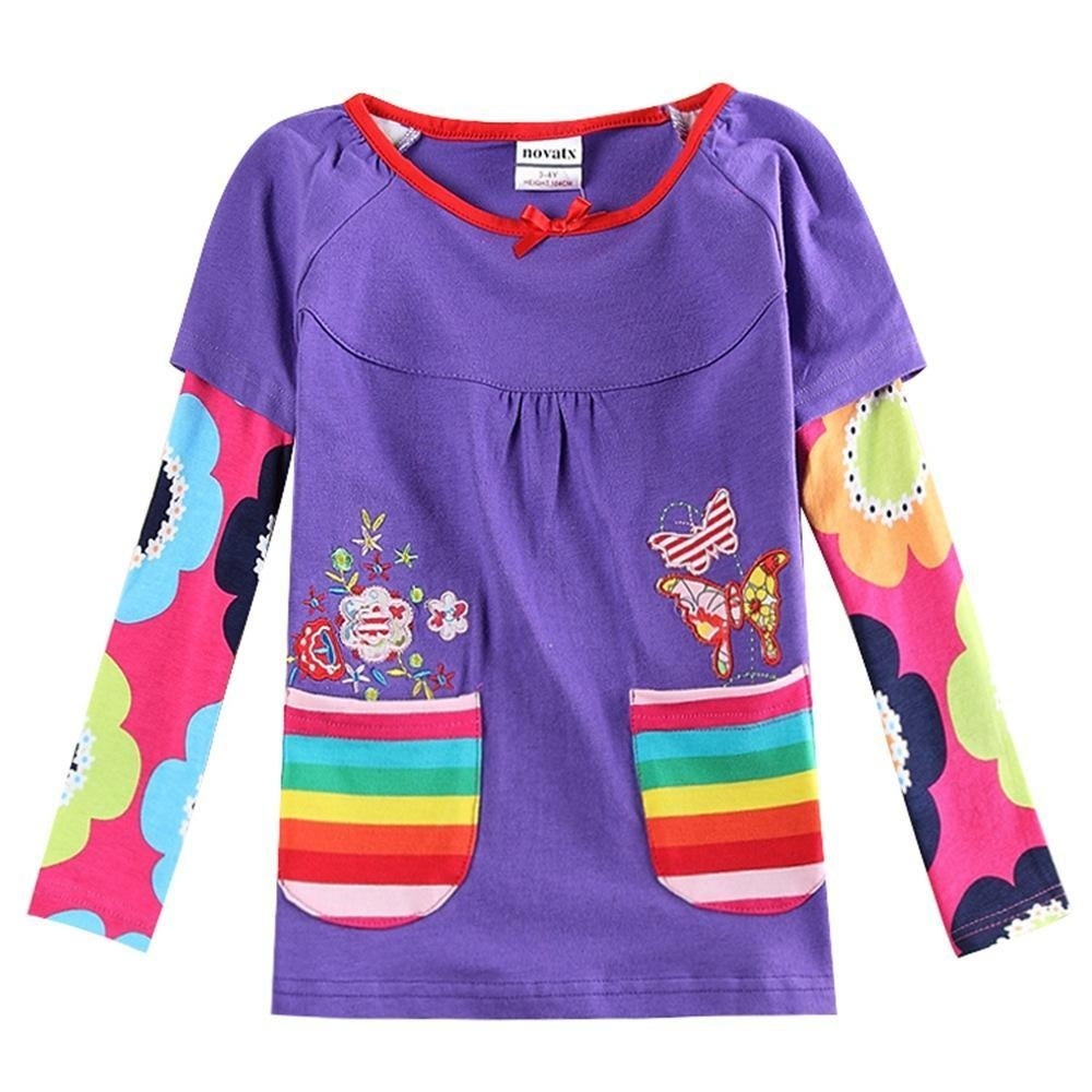 Girl Long Sleeve Cotton Breathable Comfortable T-Shirt