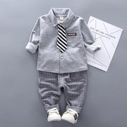 Boys Long Sleeves Autumn Spring Bow Tie Casual Set 2 Pcs