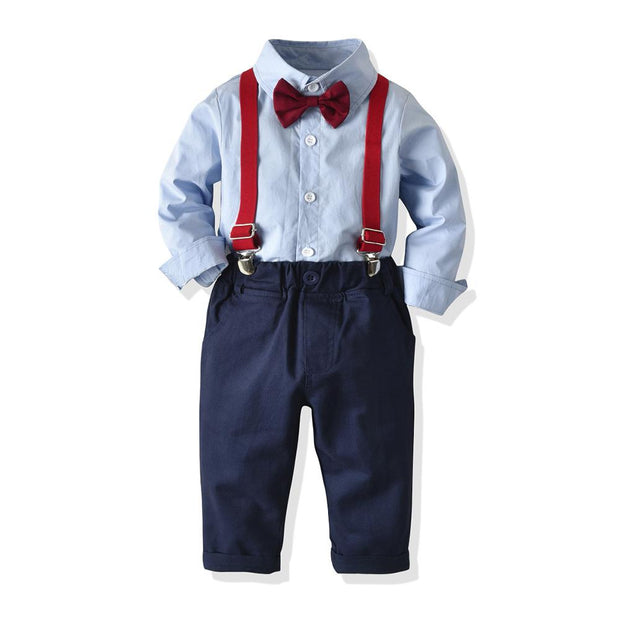 Baby Boy Solid Color Long-sleeved Lapel Suit 3 Pcs Set