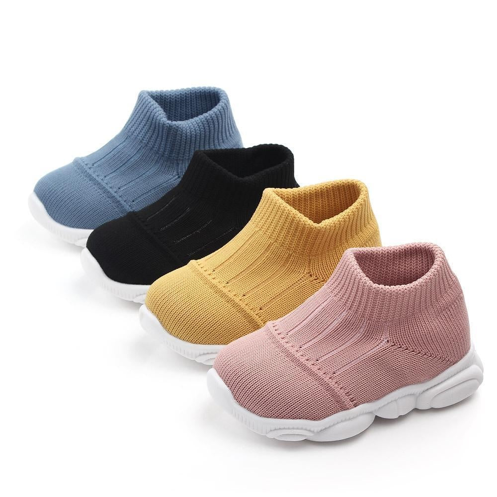 Solid Color Flyknit Prewalker Athletic Baby Shoes