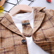 Boy Suit Autumn Plaid Long Sleeves Fashion 3 Pcs Set - MomyMall