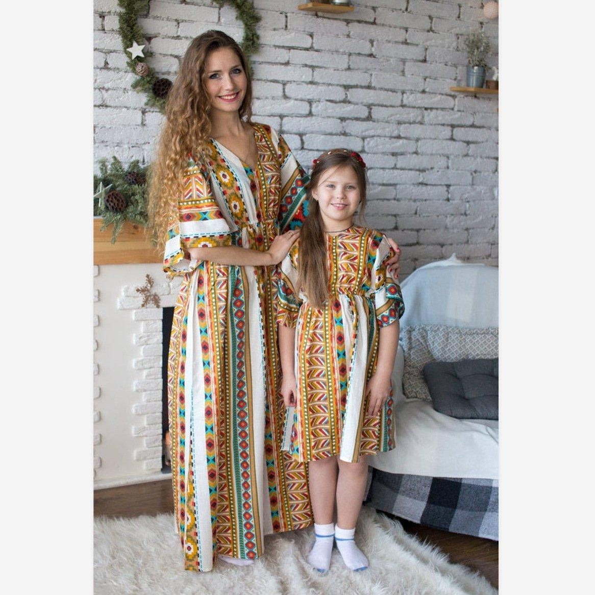 Family Matching Geometric Print Parent-child Dress - MomyMall