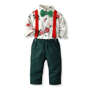 Baby Boy Floral Long Sleeve Suspenders Set 2 Pcs suits