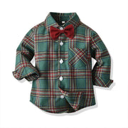 Plaid Lattice Red Bow Tie Baby Boy 2 Pcs Set suits - MomyMall