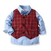 Bow Tie Striped Suit Baby Boy Set Christmas Plaid 2 Pcs - MomyMall